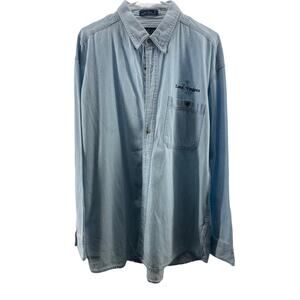 Luna Pier Blue & White Striped Button Down Shirt Women's Size Large